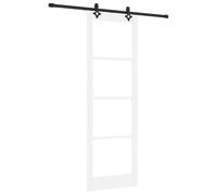 Tidyard Sliding Door with Hardware Set ORKDAL White Solid Wood & Glass Sliding Gate Kit Model3332164