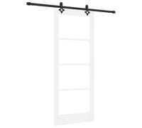 Tidyard Sliding Door with Hardware Set 'ORKDAL'White Solid Wood & Glass Sliding Gate Kit Model3332166