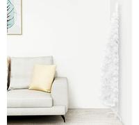 Tidyard Slim Christmas Tree White Half Christmas Tree Corner Artificial Xmas Tree with Stand Space-Saving Xmas Tree for Indoor and Outdoor Holiday Decoration White 150 cm