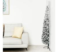 Tidyard Slim Half Christmas Tree Corner Artificial Xmas Tree Space-Saving Xmas Tree with Flocked Snow for Indoor and Outdoor Holiday Decoration 180 cm