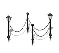 Tidyard Chain Fence with Solar Lights Two LED Lamps Two Poles Outdoor Yard