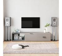 Tidyard Speaker Stands 2 pcs Black&Silver Tempered Glass 4 Pillars Design Speaker stand Model51818