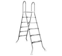 Tidyard Stainless Steel 304 Above Ground Pool Ladder Double Sided 2x5 Steps with Handrails Platform Anti-Slip Rust Resistant for Intex Bestway Outdoor Swimming Pool Silver 175x75x224cm 42032424