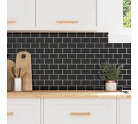Tidyard Subway Tile 20 pcs Black 30.5 x 30.5 cm Polyurethane and PET Floor Tiles Model42021213