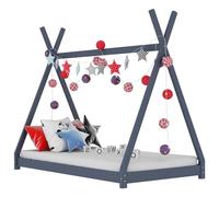 Tidyard Tipi Style Wooden Bed Frame for Kids - Grey, Pine Wood, 90x200cm Mattress Size, Playhouse & Privacy Model283363