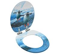 Tidyard Toilet Seat with Soft Close Lid MDF Penguin Design Quick Release Slow Close Toilet Seat, Easy Cleaning Universal Bathroom Bowl Seating Thermoset Lid