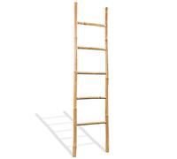 Tidyard Towel Ladder Towel Holder Space Saving Ladder Rails for Towel, Bamboo Holder, Clothes Stand, Decorative with 5 Rungs Bamboo 150 cm