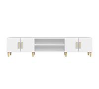 Tidyard TV Cabinet Wood TV Stand Unit TV Table Simple Design Sideboard Home Storage Organize Unit with Doors and Shelves Living Room Bedroom White 180x31.5x40 cm Engineered Wood