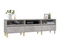 Tidyard TV Stand Unit,Modern TV Cabinet with Wooden Legs, TV Entertainment Center Units, Modern TV Lowboard with 3 Doors and Display Shelves Living Room Furniture Concrete Grey 150x30x44.5 cm