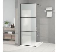 Tidyard Walk in Shower Wall Black 2.6ft Wide 6.4ft High Frosted ESG Glass Aluminium Shower Enclosure for Bathroom Home Shower Wall Model152110