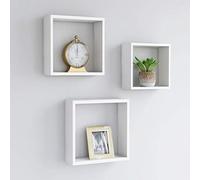 Tidyard Wall Cube Shelves 3 pcs, Floating Shelf Wall Display Organiser for Home Decoration White MDF