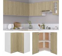 Tidyard Wall Kitchen Cabinet, Hanging Corner Cabinet with 2 Shelves and Doors, Kitchen Storage Cupboard, Kitchen Bathroom Home Organizer Unit Sonoma Oak 57x57x60 cm Engineered Wood 60