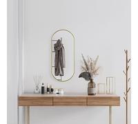 Tidyard Wall Modern Mirror HD Glass Wall Mirror for Makeup Bathroom Living Room Gold 80x35 cm Oval Home & Garden
