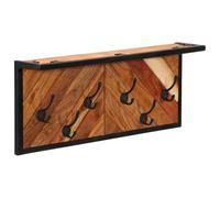 Tidyard Wall-Mounted Coat Rack with 6 Hooks Solid Wood Acacia Coat Rack Model376048
