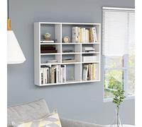 Tidyard Wall Shelves Mounted Floating Shelving Unit Shelf Cube Decor Storage Display for Bedrooms, Offices Living Rooms & Kitchens High Gloss White 90x16x78 cm Chipboard