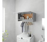 Tidyard Wardrobe Space Saving Closet Wardrobe with Clothes Rail Storage Organizer Closet Floating Wall Cabinet for Bedroom Bathroom Concrete Grey 70x32.5x35 cm Chipboard