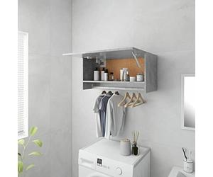 Tidyard Wardrobe Space Saving Closet Wardrobe with Clothes Rail Storage Organizer Closet Floating Wall Cabinet for Bedroom Bathroom Concrete Grey 70x32.5x35 cm Chipboard