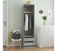 Tidyard Wardrobe with Drawers Concrete Grey 50x50x200 cm Engineered Wood cabinets and storage Model800616
