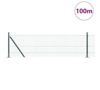 Tidyard Welded Wire Fence with 13 Flanged Posts Green 0.5x100 m Steel Garden Border Fence Model3352489