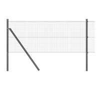 Tidyard Welded Wire Fence with 13 Posts Grey 0,6x100 m Steel Decoration Fence
