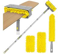 TidyBliss 196 cm Ceiling Fan Blades Cleaner Duster with Extension Pole, Extendable Flexible Dust Cleaning Brush, Reusable Chenille Mop for Baseboard Wall Floor Blinds Cobweb