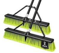 TidyBliss 2 Pack 60 cm Garden Broom Outdoor Heavy Duty, Large Industrial Stiff Yard Brush with 160 cm Long Handle for Sweeping Garage Shop Patio Deck Street Warehouse Lawn Driveway (Green)