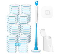 TidyBliss Disposable Toilet Brush and Holder Set with 64 Cleaner Refills | Wall-mounted, Floor-standing, All-round deep cleaning, Bathroom bowl buddy cleaning system, for Bathtub, Sink, Blue