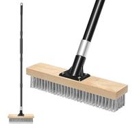 TidyBliss Stainless Steel Wire Scrub Brush with Long Handle, Heavy Duty Stiff Metal Broom Scrubber, Outdoor Moss Removal for Concrete Floor, Deck, Garden, Patio, Roof, Brick, Garage, Swimming Pool
