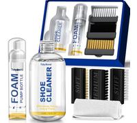 Tidybond Shoe Cleaning Kit for Trainers - 300ml Premium Trainer Cleaner with 3 Brushes & Microfibre Cloth, Shoe Care Set for White Shoes, Leather, Suede, Canvas, Mesh, PU & Fabric