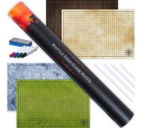 Tidyboss d&d Starter Set | 2 X Double Sides 4 Terrains 24x 36 Game Grid Mat | DND Accessories Includes Dry Erase Markers, Eraser and Clips