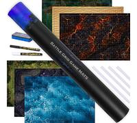 Tidyboss DND Expansion Pack | 3 X Double Sides 24x 36 Game Grid Mat | 6 Terrains with Lava, Sea, Forest, Cave, Swamp and Desert | Includes 2 x Dry Erase Markers, Eraser and Clips