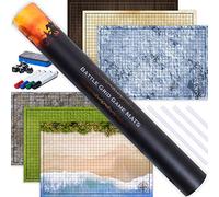 Tidyboss DND Starter Set | 3 X Double Sides 24x 36 Game Grid Mat | 6 Terrains Includes Dry Erase Markers, Eraser, Dice and Clips