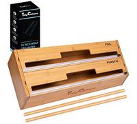 TidyCulture 18 Inch Large Foil Wrap Dispenser with Cutter, 2 in 1 Aluminum Butcher Parchment Paper Freezer Tin Wax Cling Foil Plastic Wrap Organizer for Kitchen Drawer Bamboo Saran Storage Roll Holder