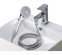 TIDYENDURE Quick Connect Faucet Sprayer Set - Metal Detachable Faucet Sink Hose Attachment with Handshower for Bathroom Rinsing, Hair Washing, Pet Grooming and Garden Cleaning (Silver)