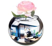 TidyFriend Convex Mirror Vase Silver Cubicle Decorations - 6 Inch Multipurpose Desk Mirror to See Behind You - Aesthetic Office Cubicle Accessories, Office Decor Organizer