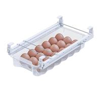 TidyFriend Refrigerator Egg Drawer 14"x7.5"x3.95" - Snap-On Egg Holder with Pull-Out Drawer, Holds 18 Eggs, Fits Flat Fridge Shelves 14.1-16.3 in Long and 0.93-1.32 in Thick