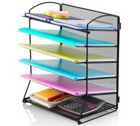 TIDYHIVE Paper Organiser Letter Tray 6 Tier, Filing Tray A4 for Office Desk, File Holder with Stackable Filing Trays