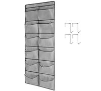 TidyMaster 1 Pack 12 Breathable Mesh Pockets Large Hanging Shoe Organizer Over The Door Shoe Rack for Closet Door Storage Shoe Holder Hanger, 4Hooks, Grey (59'' x 21.6'')