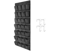 TidyMaster 1 Pack 28 Large Pockets Hanging Shoe Organizer Over The Door Shoe Rack for Closet Door Storage Shoe Holder Hanger.4 Hooks.Imitation linen Gray