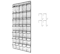 TidyMaster 1 Pack 35 Clear Crystal Pockets Large Hanging Shoe Organizer Over The Door Shoe Rack for Closet Door Storage Shoe Holder Hanger, 4Hooks, white (67.7'' x 26.4'')