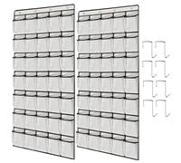 TidyMaster 2 Pack 35 Breathable Mesh Pockets Large Hanging Shoe Organizer Over The Door Shoe Rack for Closet Door Storage Shoe Holder Hanger, 8Hooks, White (67.7'' x 26.4'')