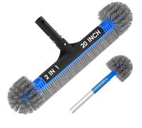 TidyMister 20" 2 in 1 Pool Brush Head for Cleaning Walls, Steps & Corners, Wavy Bristles Pool Scrub Brush with Round Ends, Fits 1-1/4" Standard Pole, for Inground & Above Ground Pools, No Pole