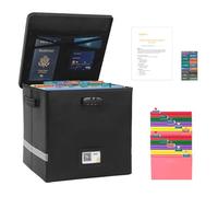 tidytech Large Next of Kin Box Organizer with Smart Labels, Fireproof Foldable File Organizer with Combination Lock, 10 Hanging Files and 20 Category Labels for Label Documents, Black