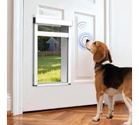 Tidytech Medium Cat Flap Door for Door,Dog Gates Indoor,Automatic Door Smart Aluminum Pet Door with Dogbell Activated Auto Lift,Dog Flap In & Out,Locked,Out Only, In Only Mode,Safety Gates for Dogs
