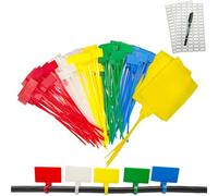 TidyTie Cable Marker Tie Tags, 154Pcs Self-Locking Zip Tags Write on Label, Nylon Wire Label Tags Multicolor Network Marking (Marker Pen+Sticker 5Colors/6Inch)