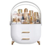 TidyTrove Makeup Organiser- Multi-Function Make up Organisers 3-Layer Drawers Storage Cosmetics Skincare Organiser with Clear Dustproof Waterproof Cover, For Bathroom Vanity Table Desktop, White