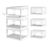 TidyTrove Storage Boxes with Lids - 23L*3 Plastic Storage Box with 3 Lids, Stackable Storage Boxes, Storage Drawers, Large Storage Box with Lids for Bedroom, Living Room, Kitchen, 3 Packs