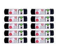 TidyZ 10 x Extra Strong Swing Bin Liners with Tie Handles Refuse Sacks Black 50 Litres - 94 x 120cm (100 Bags)