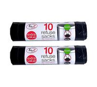 TidyZ 10 x Extra Strong Swing Bin Liners with Tie Handles Refuse Sacks Black 50 Litres - 94 x 120cm (20 Bags)