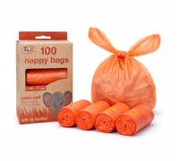 TidyZ 100 Nappy Bags with Tie Handles - 4 Rolls of 25 Pocket-Sized Travel Packs - Extra Strong & Degradable Baby Waste Disposal Bags(Pack of 1)